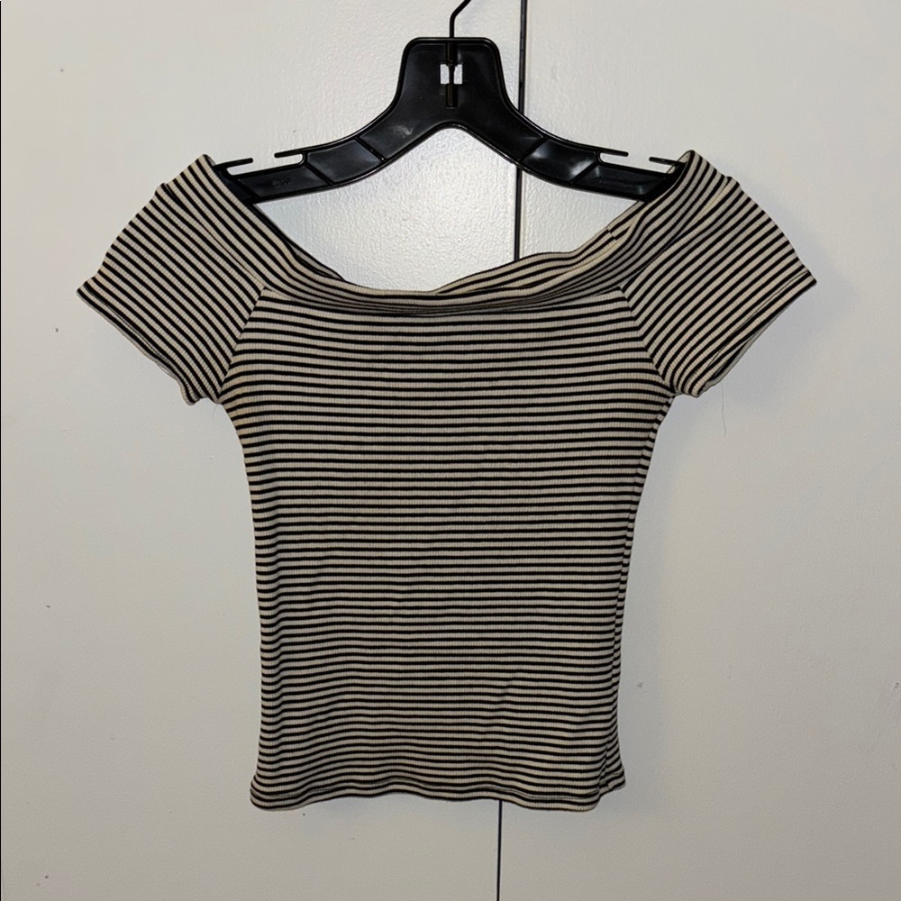 Lulu's Black and White Fitted Crop Top